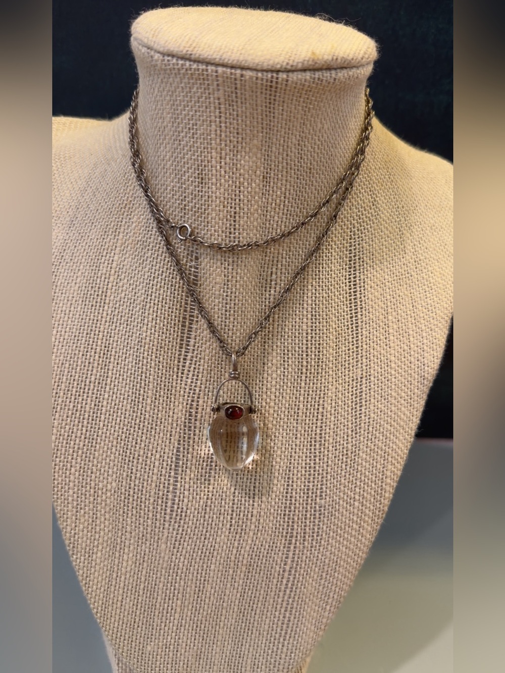 Antique crystal and garnet pendant necklace.